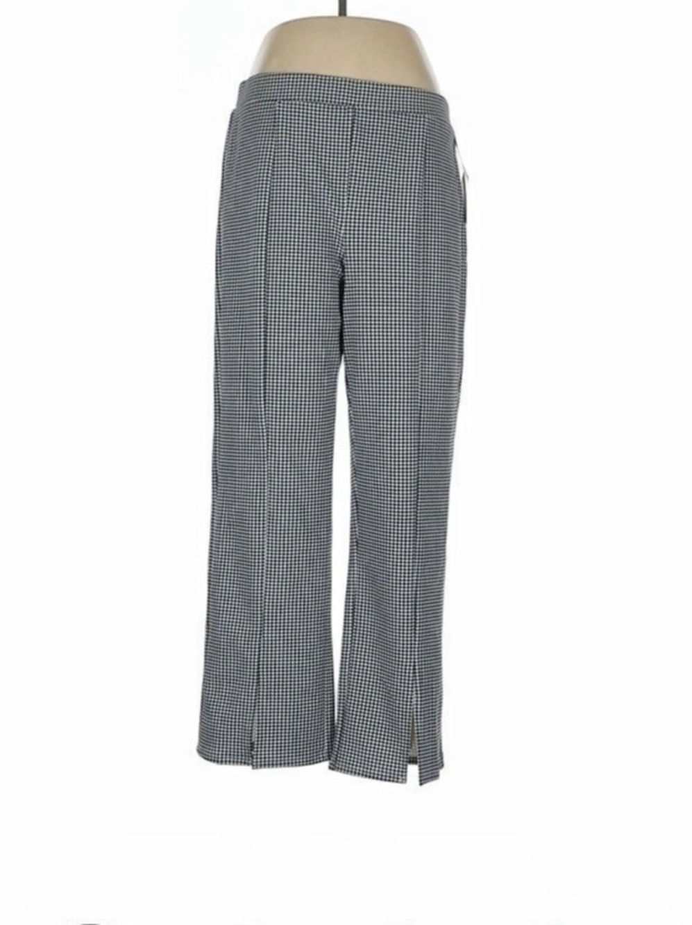 CeCe Houndstooth Split-Hem Dress Pants (Size L), Black/White, NWT